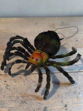 Vintage Colorful Rubber Spider Sculpture Wall Art Hanging Decoration 9 inches